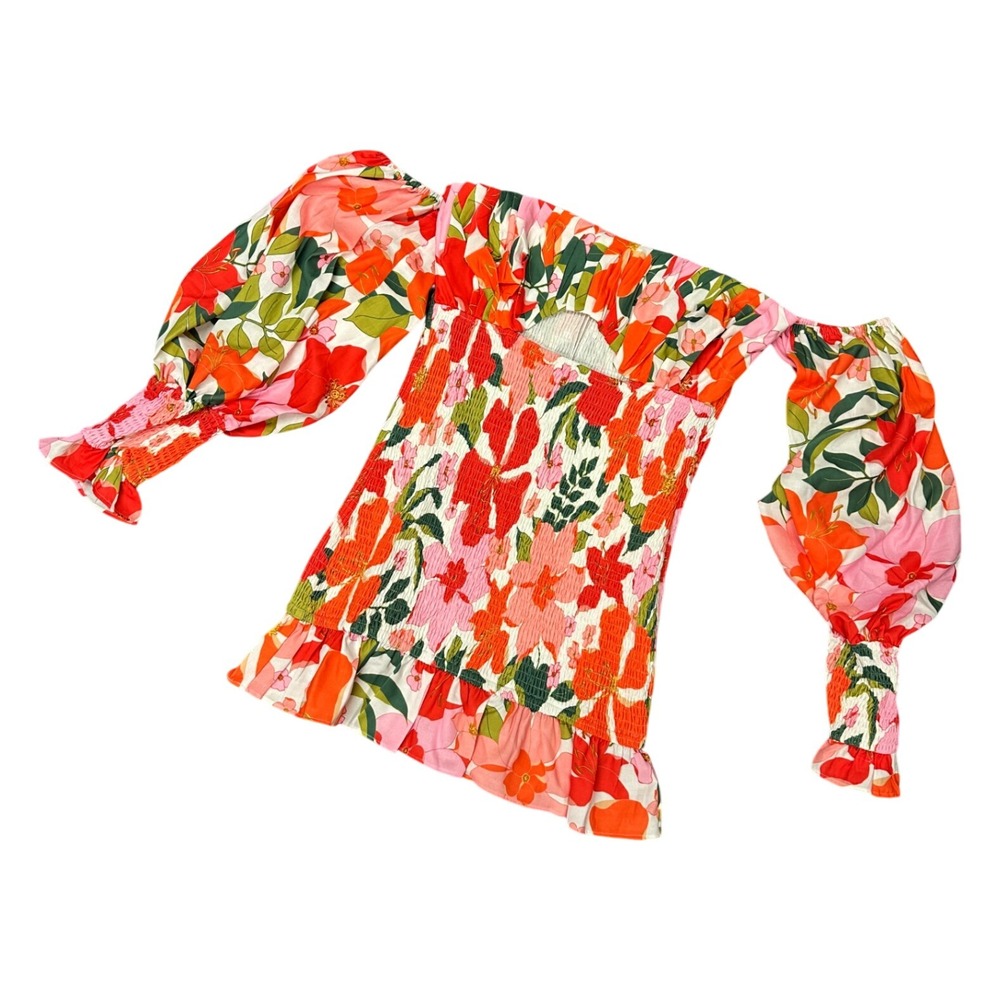 Seven Wonders Nelda Floral Off The Shoulder Smocked Mini Dress Size XL